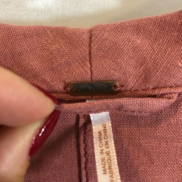 Free People Linen Blend One‎ Button Jacket Salmon S - Picture 6 of 12